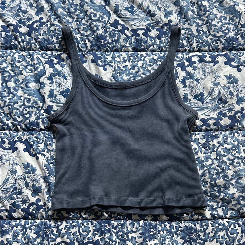 Brandy Melville Dark Blue Ribbed Tank Top
